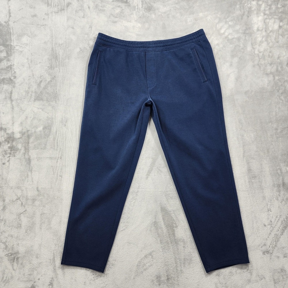 Lands End Pants Mens XL Blue Knit Sweatpants Elastic Waist Pockets Athleisure